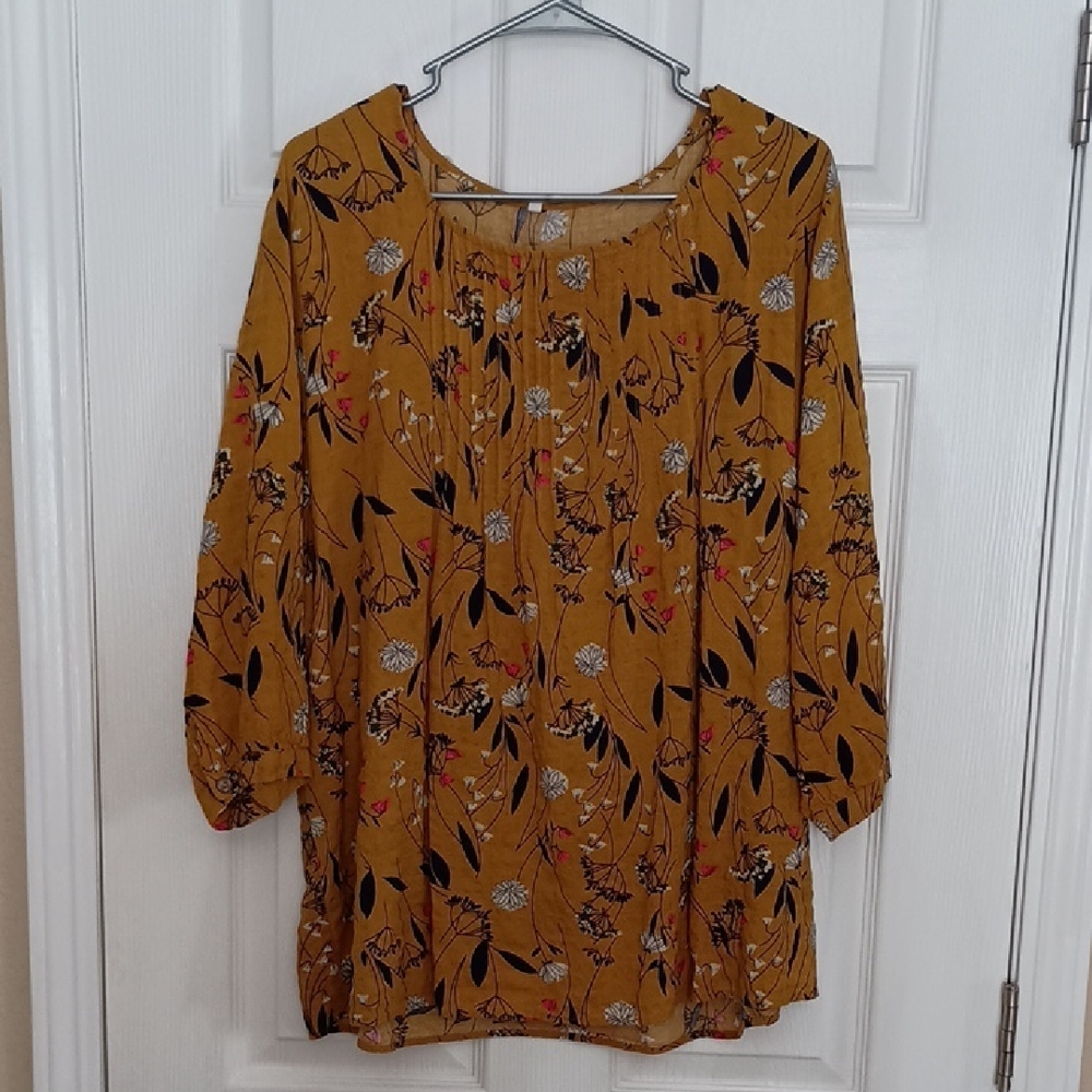 New Women's Cotton Blend Pintuck Pleated Floral Blouse b260